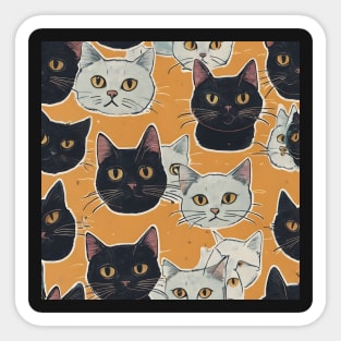 Black and White Cats Pattern Sticker